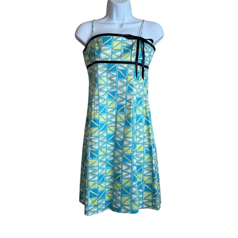 Vintage Becky & Max Y2K‎ Dress Blue Green Size 4 Empire Waist Babydoll Artsy